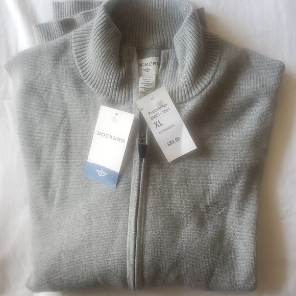 Dockers Men's Cardigan Sweater XL Light Gray - Picture 1 of 6